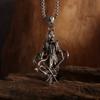 1pc Punk Style Double Sword Warrior Pendant Necklace for Men, Charming Anime Character Statue, Exquisite Birthday Gift