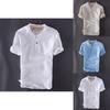 Premium Quality Usa Men's Pullover Linen Short Sleeves Shirts In Solid Cotton Fabric