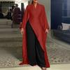 VONDA Plus Size Women Casual Loose V Neck Long Sleeve High Split Irregular Long Blouse Tops