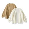 Solid Color Lantern Sleeve Knit Cardigan Jacket - Women's Autumn Loose Casual Style