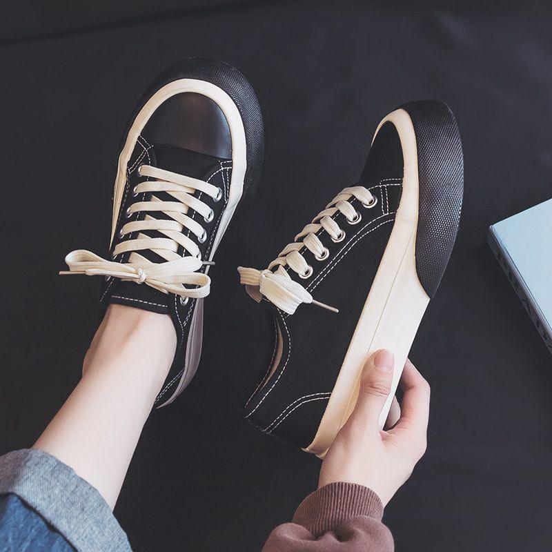Women's Canvas Shoes Round Toe Lace Up High on Platform Ladies Footwear Casual Fashion 2025 New Designer Luxury Light Sale Cheap