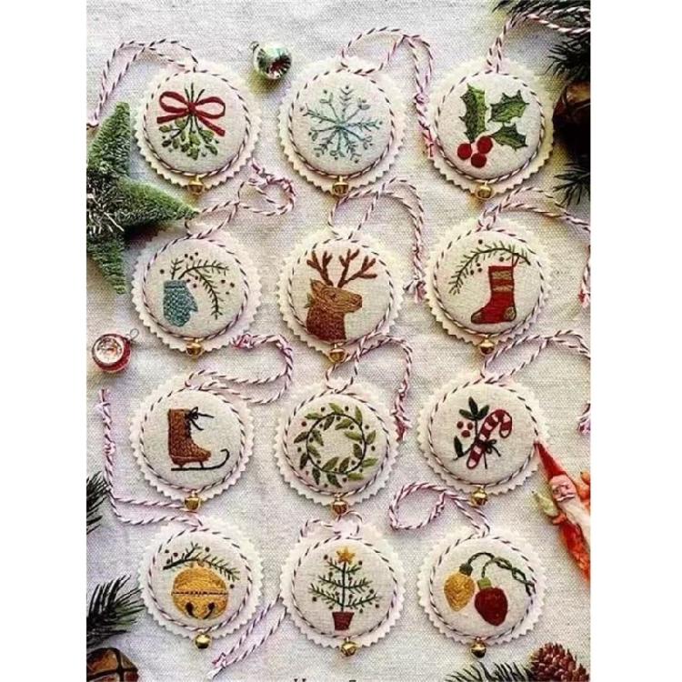 Handmade Festival Embroidery Ornament Craft For Christmas Decoration Includes Step By Step Instruction Needle Thread