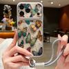 Colorful Butterfly Pattern Leather Lanyard Case For iPhone 18 Pro Max 17 16 15 14 13 Pro Max Luxury Hybrid TPU+PU Anti-skid Soft Phone Cover