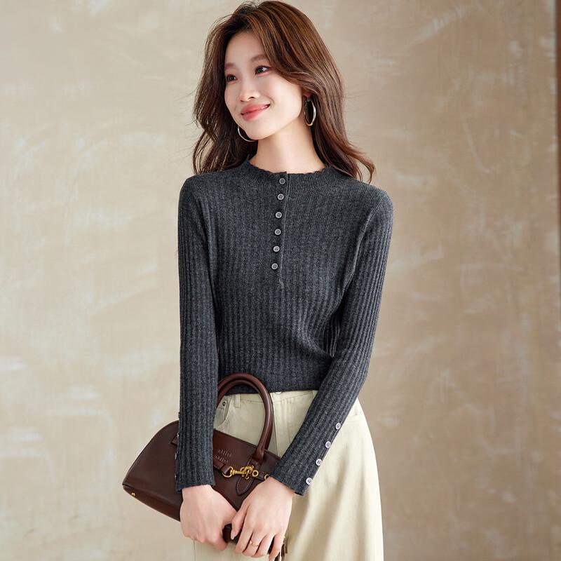Srcr Women s Slim-Fit Ribbed Wool Sweater L