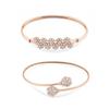 ZAVERI PEARLS Set of 2 Rose Gold Contemporary Cubic Zirconia Brass Kada Style Bracelet For Women-
