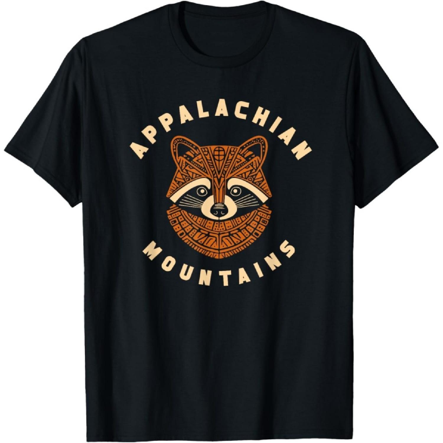 Appalachian Mountains Artistic Raccoon Graphic T-Shirt S чёрный