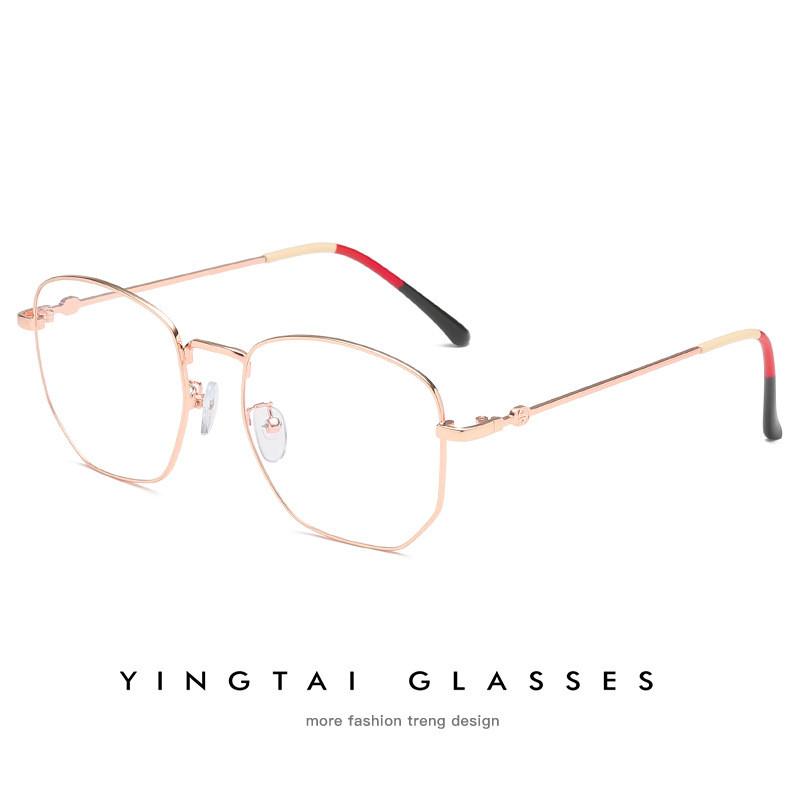 Style Retro Metal Glasses Frame With Blue Light Blocking For Fashion Commuting