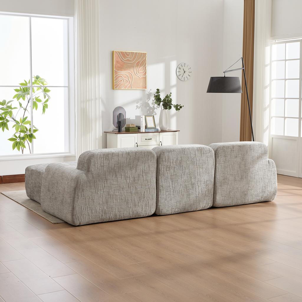 Modular Compression Sofa, Chenille Fabric, Filled with 30D High-Resilience Foam. Easy To Move, Non-Slip Base, Ideal for Living Room - Gray