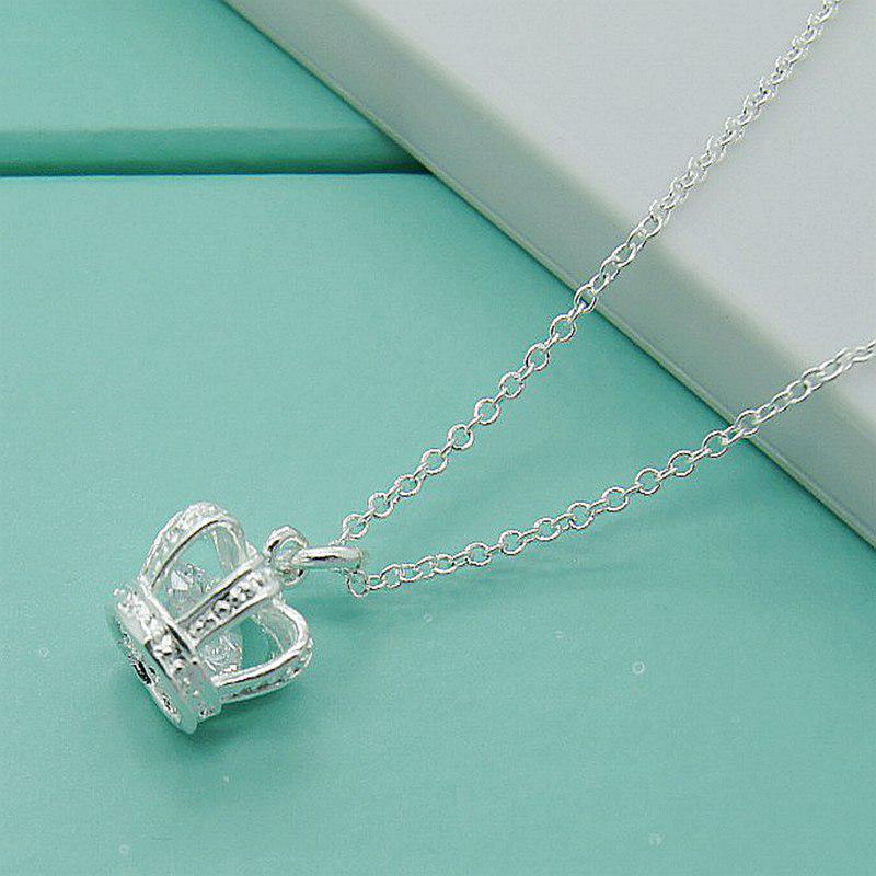 Korean Style Silver Plated Crown Necklace, O-shaped, In Stock