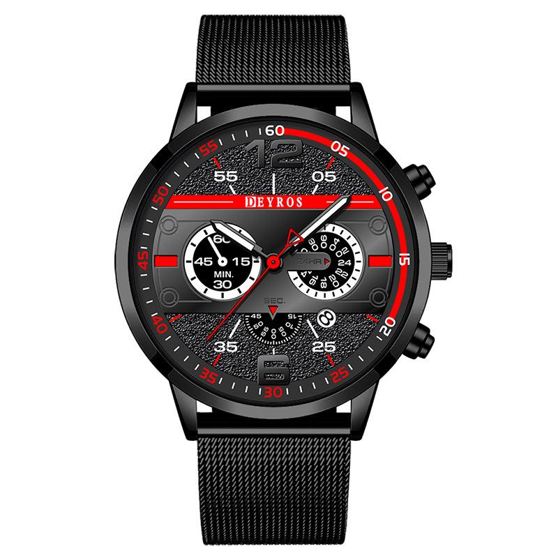 Stainless Steel Milanese Mesh Strap Watch Men S Trend Fashion Quartz Calendar Quartz Watch