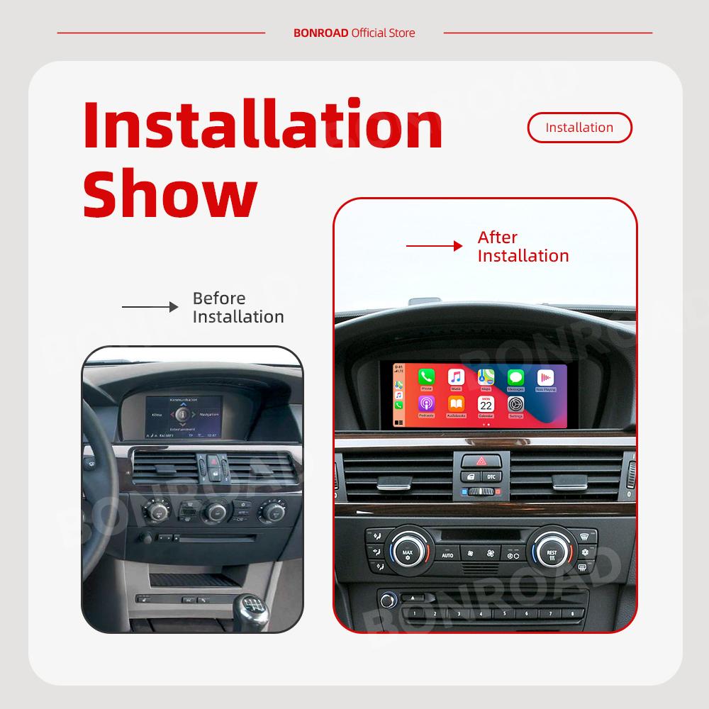 Radio multimedia auto wireless CarPlay cu Android Auto pentru BMW Seria 5/3 E60 E61 E62 E63 E90 E91 E92 E93 M3 CCC CIC monitor