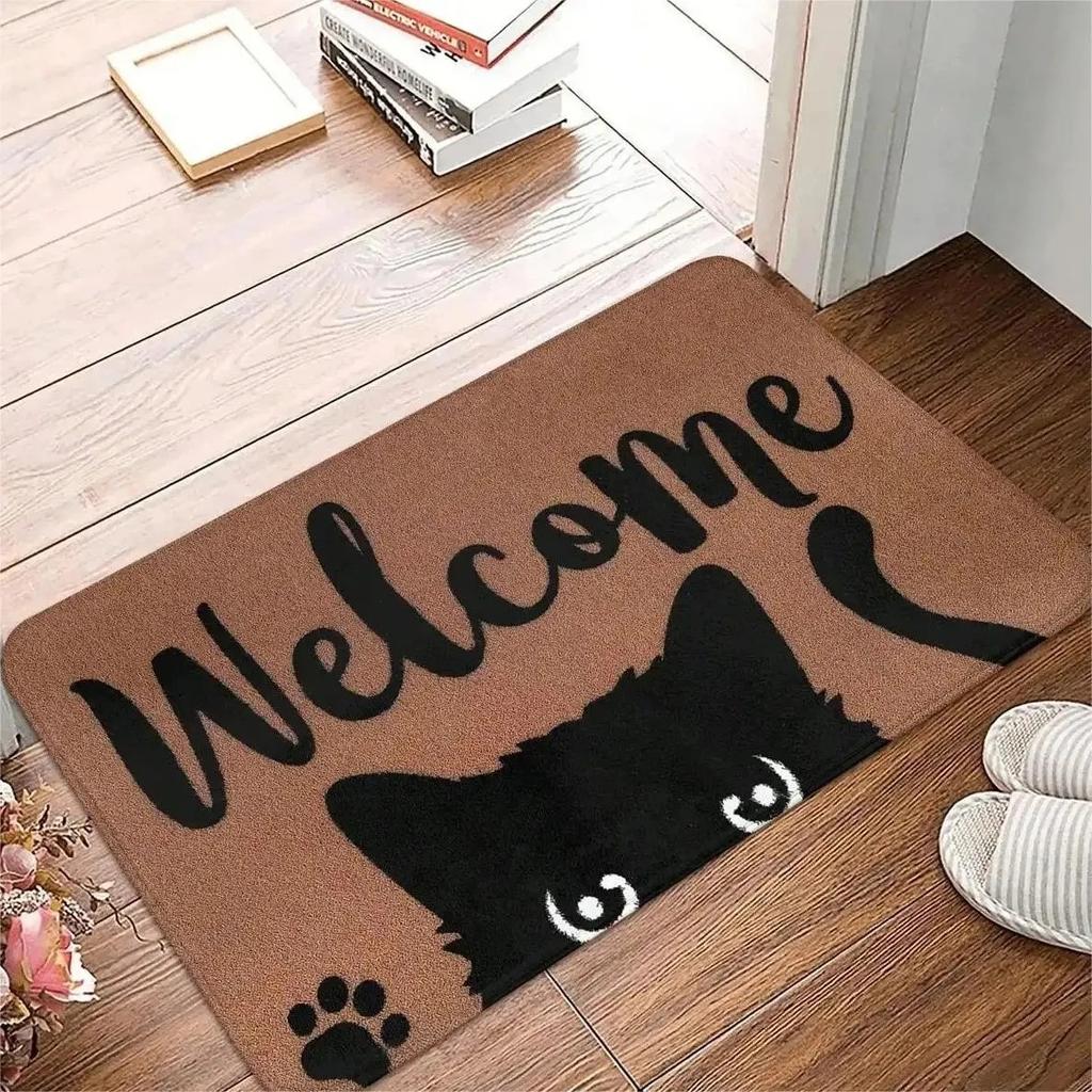 Süßes Katzenmuster Eingangstür-Matte Willkommensmatte Badezimmer Küche Rutschfester Boden-Teppich Waschbar Schlafzimmer Heimdekoration Kleiner Teppich