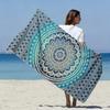 Blue Mandala Microfiber Beach Towel 2D Flat Printed Waterproof Sandproof Boho Bath Towel Large Pool Blanket Summer Vacation
