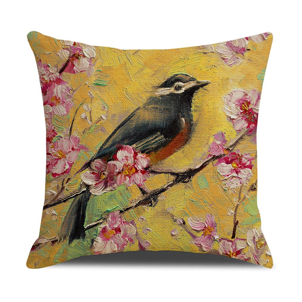 Watercolor Bird Cushion Cover Pillowcase Home Decor Office Sofa Pillowcase Home Decor Pillowcase
