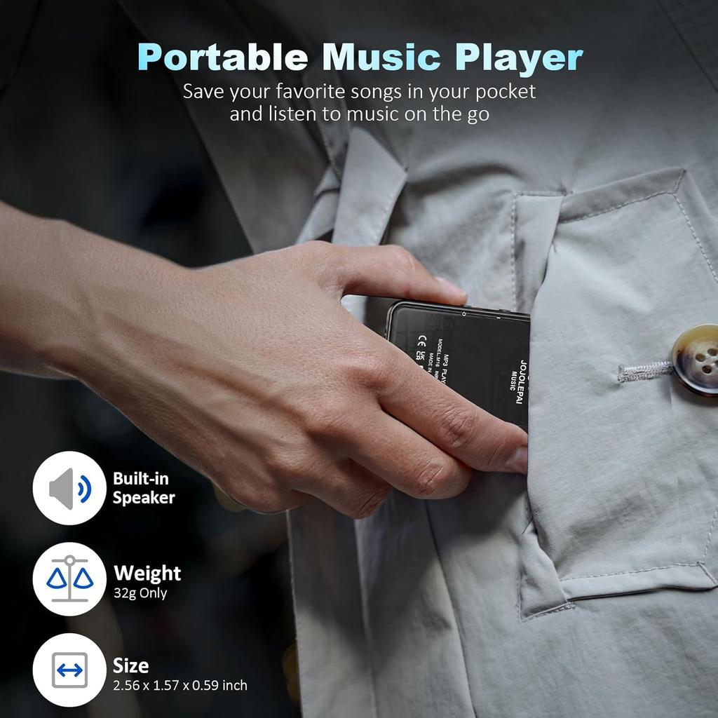 MP3 Player with Bluetooth, Full Touch Screen Music Player with Speaker and Micro SD Card Slot, 64GB Audio Player, FM Radio, Voice Recorder,