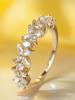 Cute Female White Crystal Stone Flower Ring Gold Color Wedding Jewelry Promise Engagement Rings For Women
