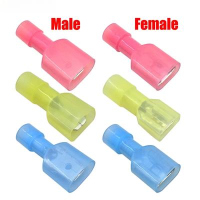 REALLY 100pcs Male and Female Nylon Electrical Wiring Connector Insulated Crimp Terminal Spade Red Blue Yellow MDFN FDFN
