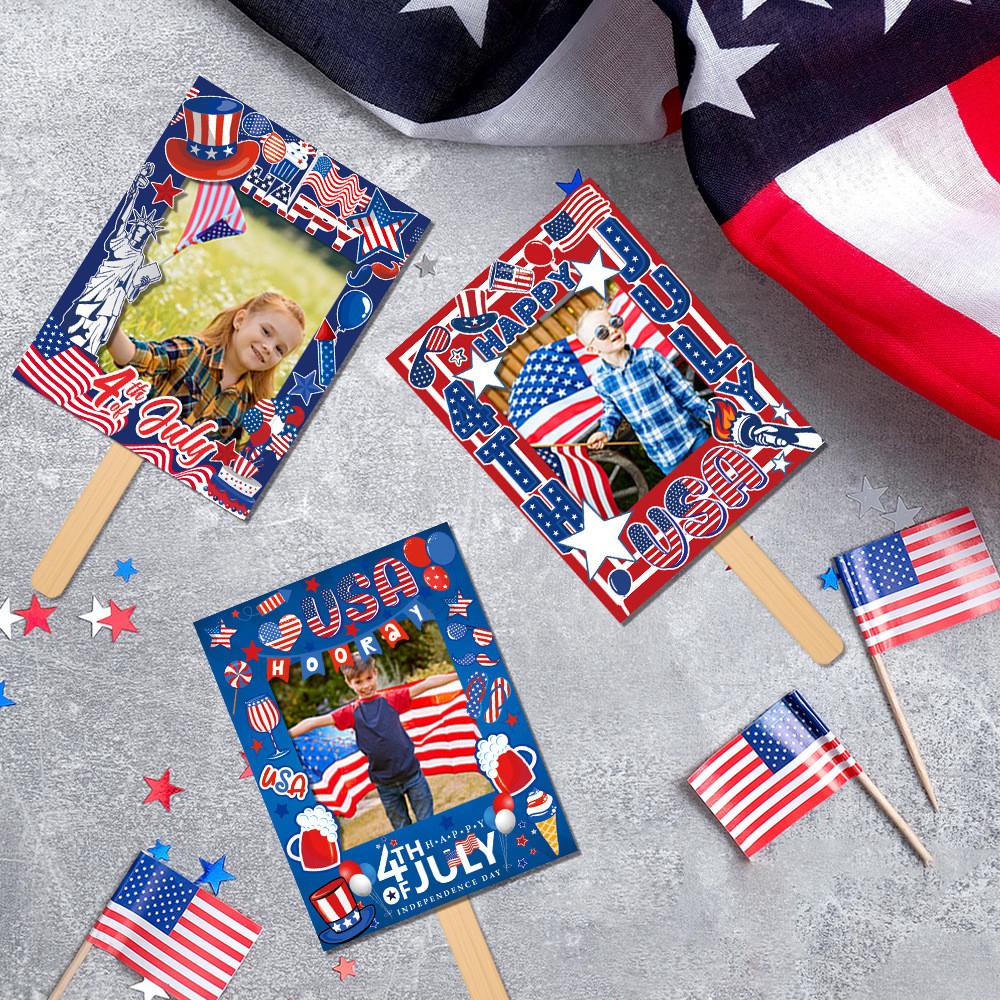 Theme Day Independence Flag Pattern Handheld Photo Frame Shooting Decor Prop