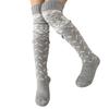 Womens Christmas Knitted Thigh High Socks with Strappy Ties Snowflake Print Over Knee Boot Stockings Winter Leg Warmers