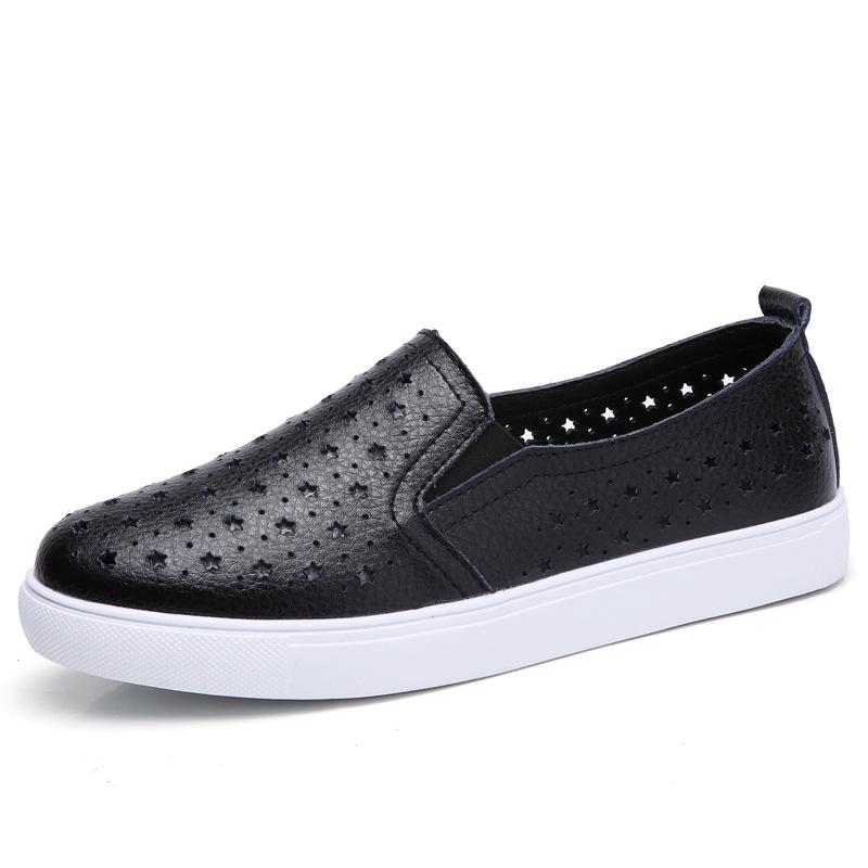 2025 Spring/Summer Women's Genuine Leather Cutout Breathable Slip-on Loafers