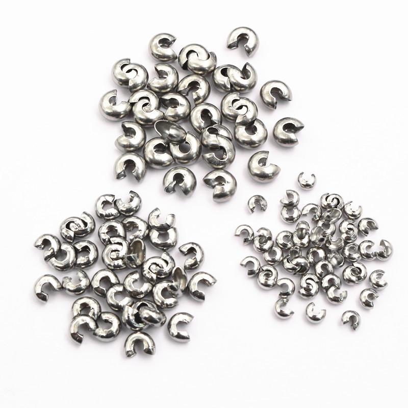 

50 pcs Stainless Steel Crescent Buckle Positioning Beads for Bracelets 3mm - 50 pcs