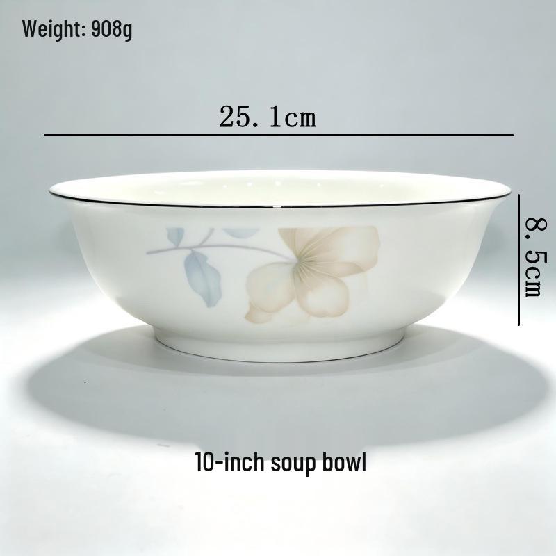 Set di stoviglie in ceramica smaltata con bordo dorato Yu Bao Fang - Elegante collezione di ciotole e piatti per la nuova casa.