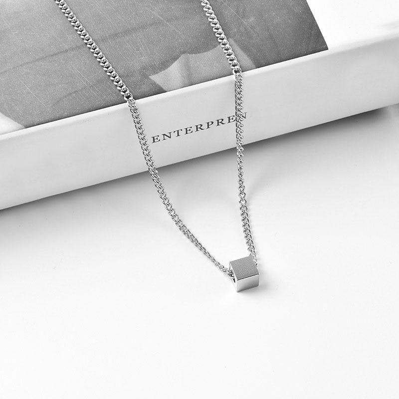 Men's Hip Hop Geometric Square Stainless Steel Necklace - Trendy, Simple, Versatile Clavicle Chain Niche Design