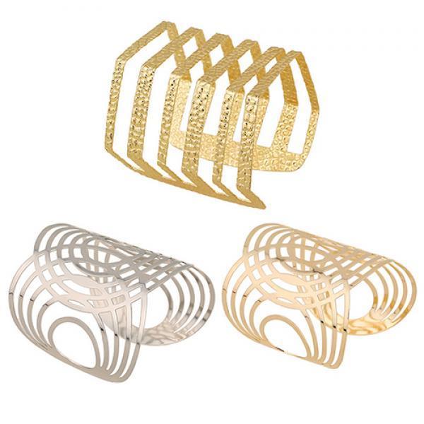 Het mode Unisex Geometrisk Urholkad Guld Silver Armring Punk Manschett Vridet Armband