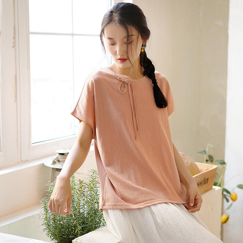 

Women s 2024 Chinese Style Raglan Sleeve Retro Top with Frog Button XL 120-140