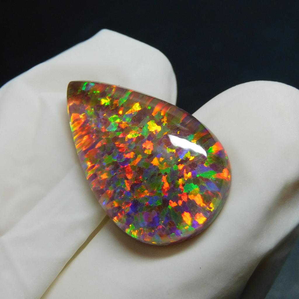 9.30 Ct Boulder Opal Lab Created Pear Certified Beautiful Loose Gemstone