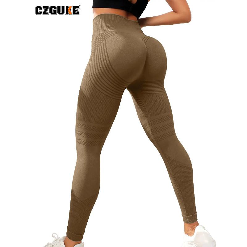 CZGUKE Women's Seamless Knitted Tight Pants with High Elasticity High Waist Fitness Training Fast Drying Breathable yoga Pants