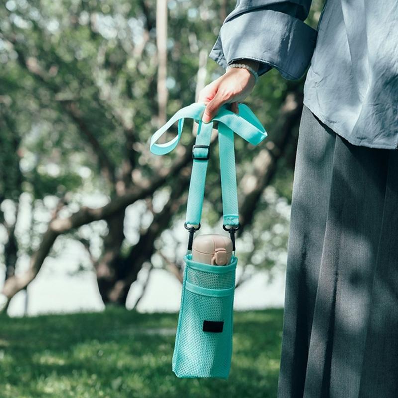 Meshes Water Bottle Holder Sleeve Water Bottle Carriers Bag for Clear Hydrations Monitoring Zippers Access Oxford Fabric