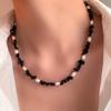 New Style Trendy Black Crystal Natural Freshwater Pearl 14K Gold Filled Lady Necklace Women Short Choker Chains No Fade Gifts