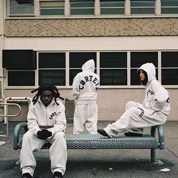 Conjunto de sudadera y chaqueta estilo hip hop con bordado de Corteiz