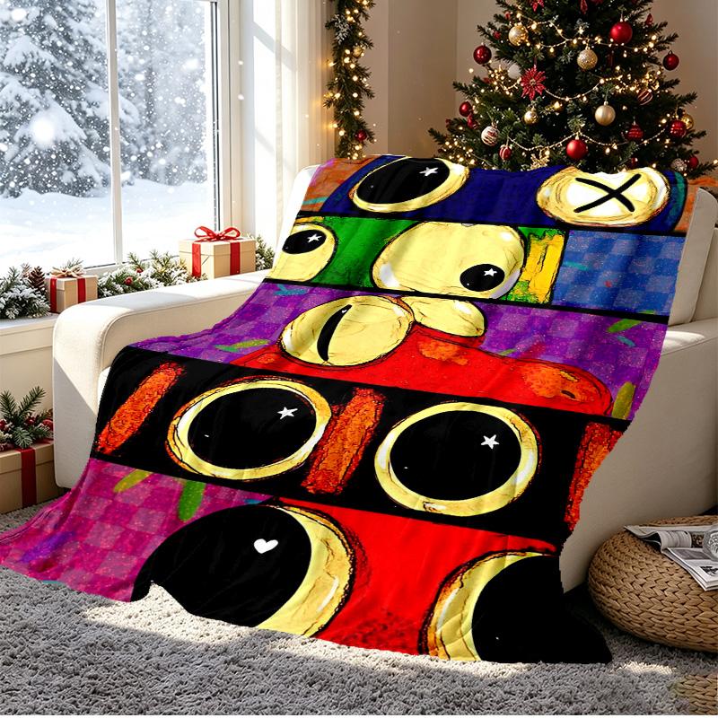 Game Rainbow Friends Pattern Blanket for Home Decoration, Bed, Sofa, Car Travel, Camping, Suitable for All Seasons, Birthday Christmas Gift