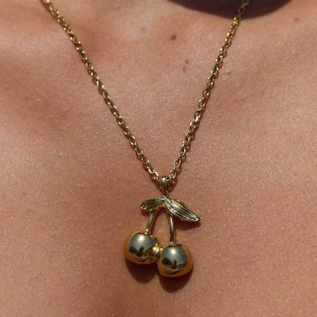 Cherry Titanium Steel Necklace Accessories Women's Light Luxury High-end Clavicle Chain Rust Steel Jewelry