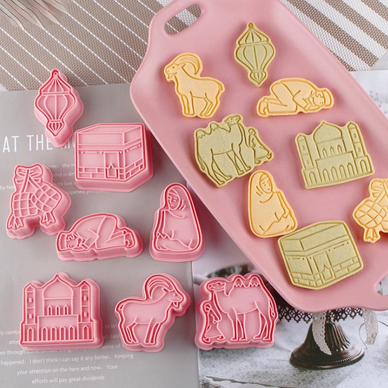 6/8pcs Cookie Cutter Eid Mubarak Biscuit Mold DIY Baking Tool Islamic Muslim Party Decoration Supplie Baking Kitchen Accessories