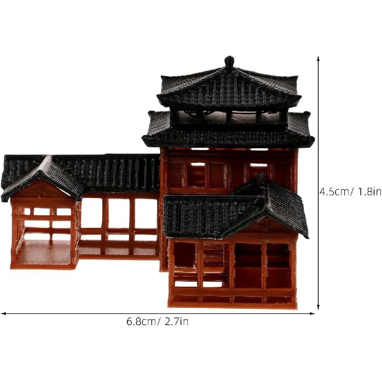 B0D5DC8MHG Miniature Japanese Statue - Hand Crafted Plastic Fish Tank Decor, Asian Garden Ornament, Ancient Architecture Model for Home, Office, and
