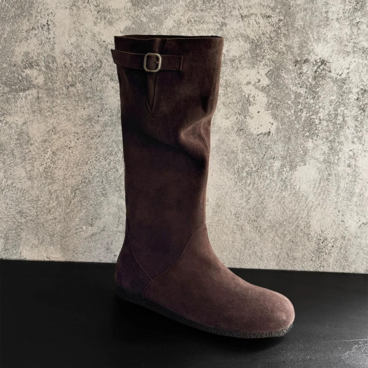 

Sheepskin version~ retro suede round head inner height increase medium and high boots western cowboy boots women s autumn and winter velvet boots 40