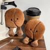 Simulated Coffee Bean Plushies Keychain Soft Doll Brown Coffee Food With Foot Plush Pendant Toys Home Decor Xmas Gifts Girl