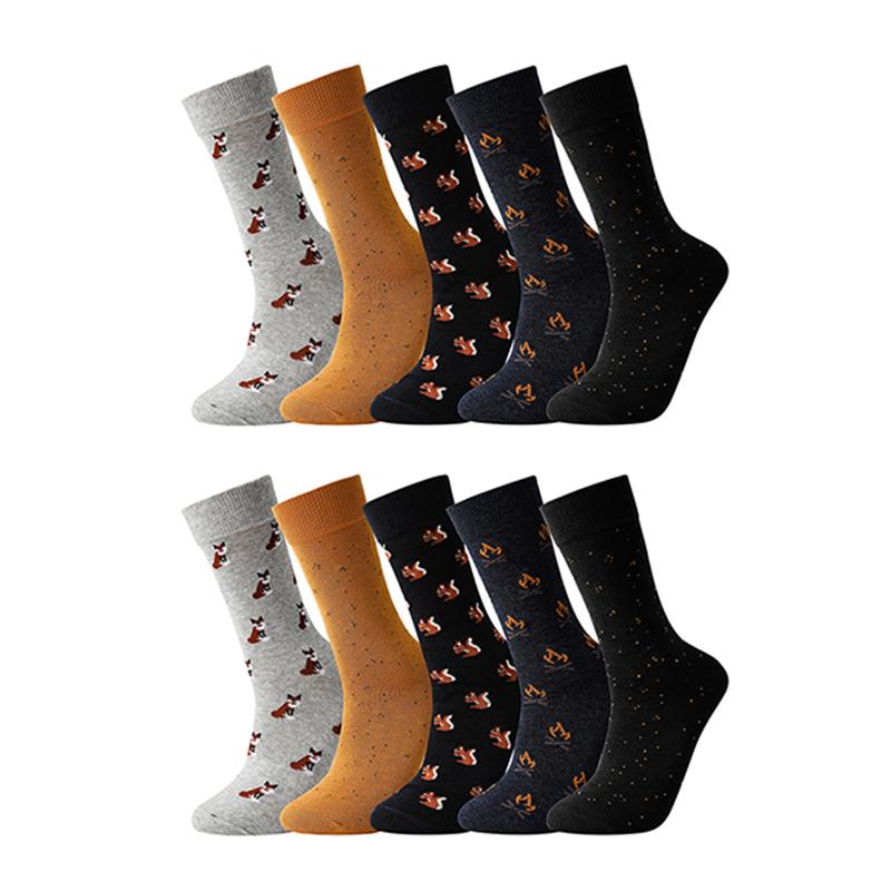 10 Pairs Men's Socks Cotton Business New Fashion Funny Sock With Print Animals Cartoon Middle Sock Male Casual Dresses Clothing