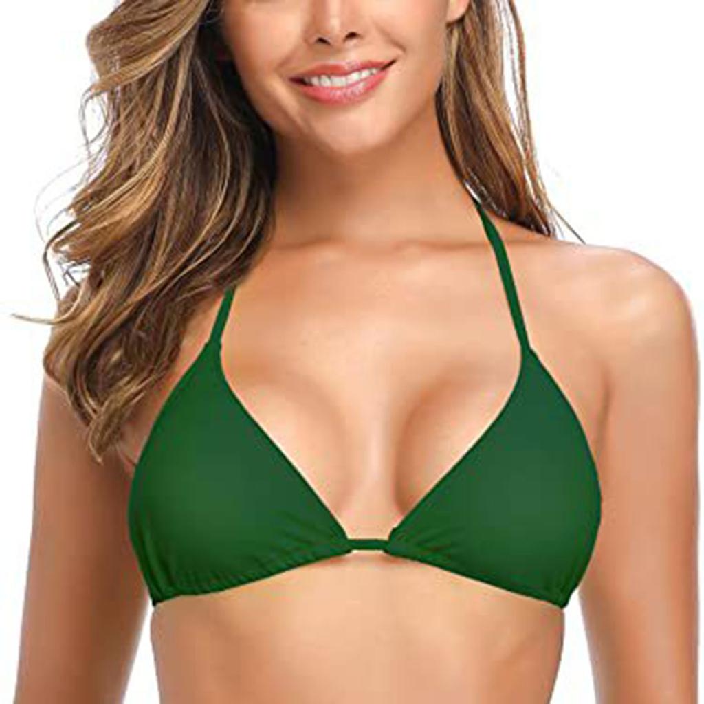 Bikinitopp for kvinner Push Up Polstret V-hals Ensfarget Basic Badedrakt Bandasje Topp