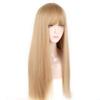 Long Straight Gold Wig With Bangs Synthetic Hair Wigs Bang With Wig For Women Gold Heat Resistant Wigs