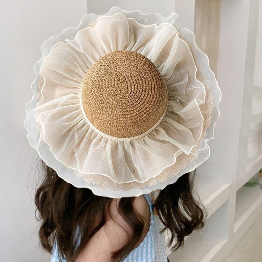Folding Beach Hat Wide Brim Straw Hat Fashion Sun Hat  Girl