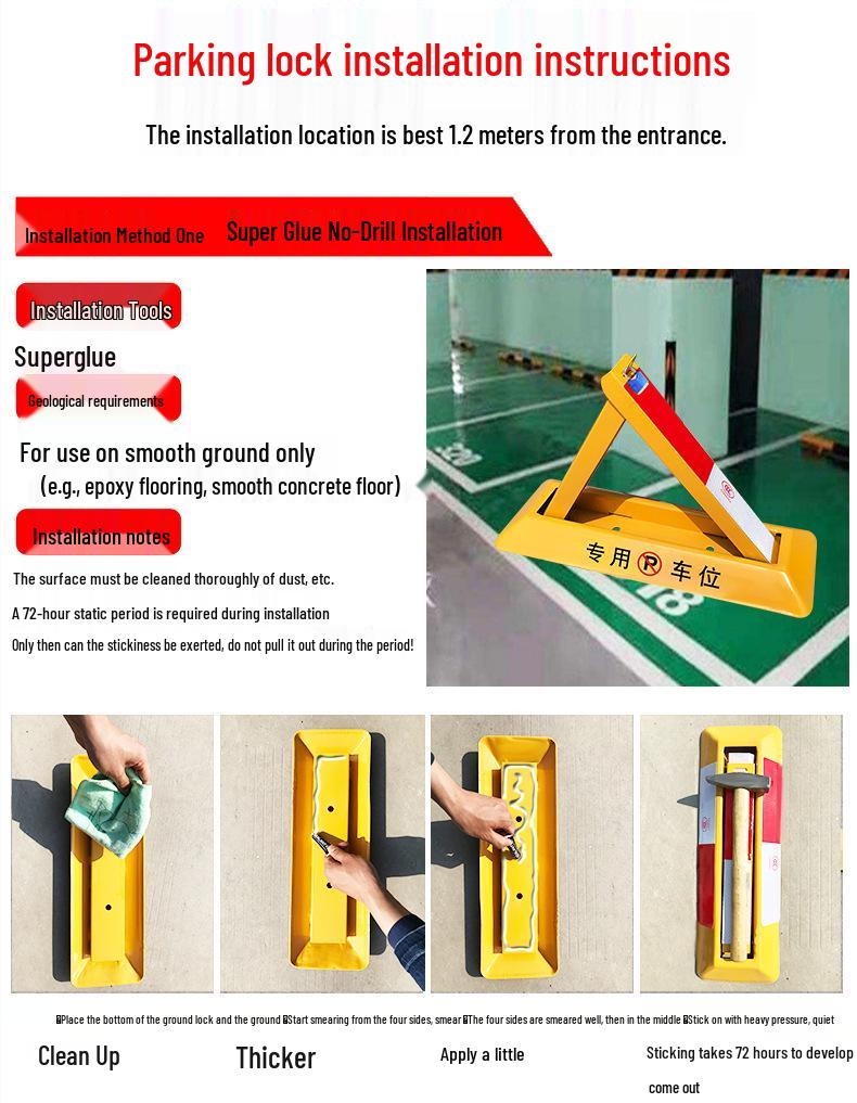 Thickened Triangle Parking Post: Anti-Collision Wheel Stopper with No-Drill Installation