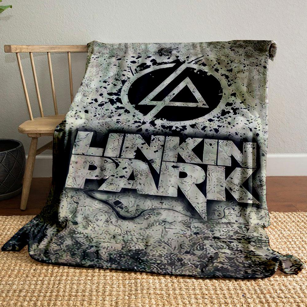 Geometric logo with splatter effects and bold "Linkin Park" typography. for all seasons blanket lunch break throw gift