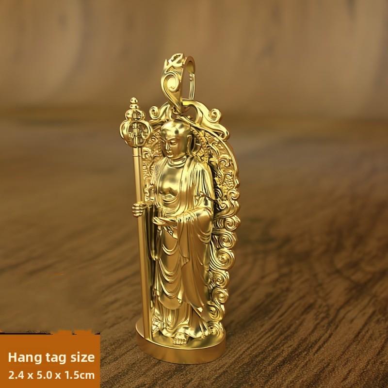 Kizo King Sterling Silver Pendant Silver Plated Standing Bodhisattva Floating Necklace Crystal Male Buddha Statue Silver Ornament
