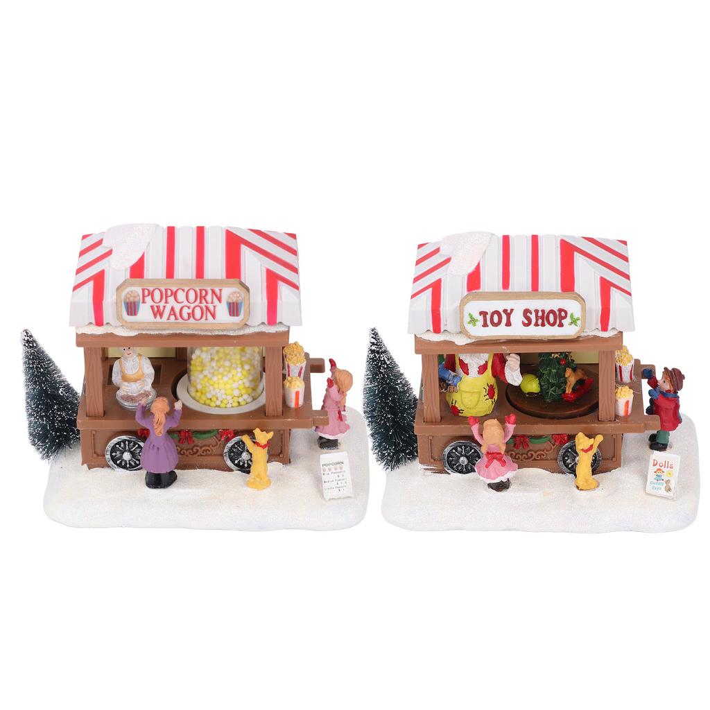Xmas Music House Glowing Dining Car Music Box Desktop Decorative Ornament Tabletop Decor