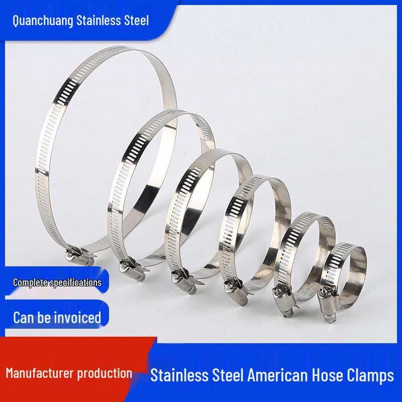 304 Stainless Steel Hose Band Clamp for Gas, Oil, or Smoke Monitoring Slotted 6-12