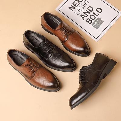 Retro handgekratzte Lederschuhe Herren Britischer Stil spitze Zehen Innenhöhenerhöhung trendige Herrenlederschuhe 2025